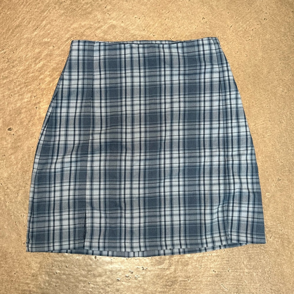 Brandy Melville Blue Plaid Skirt